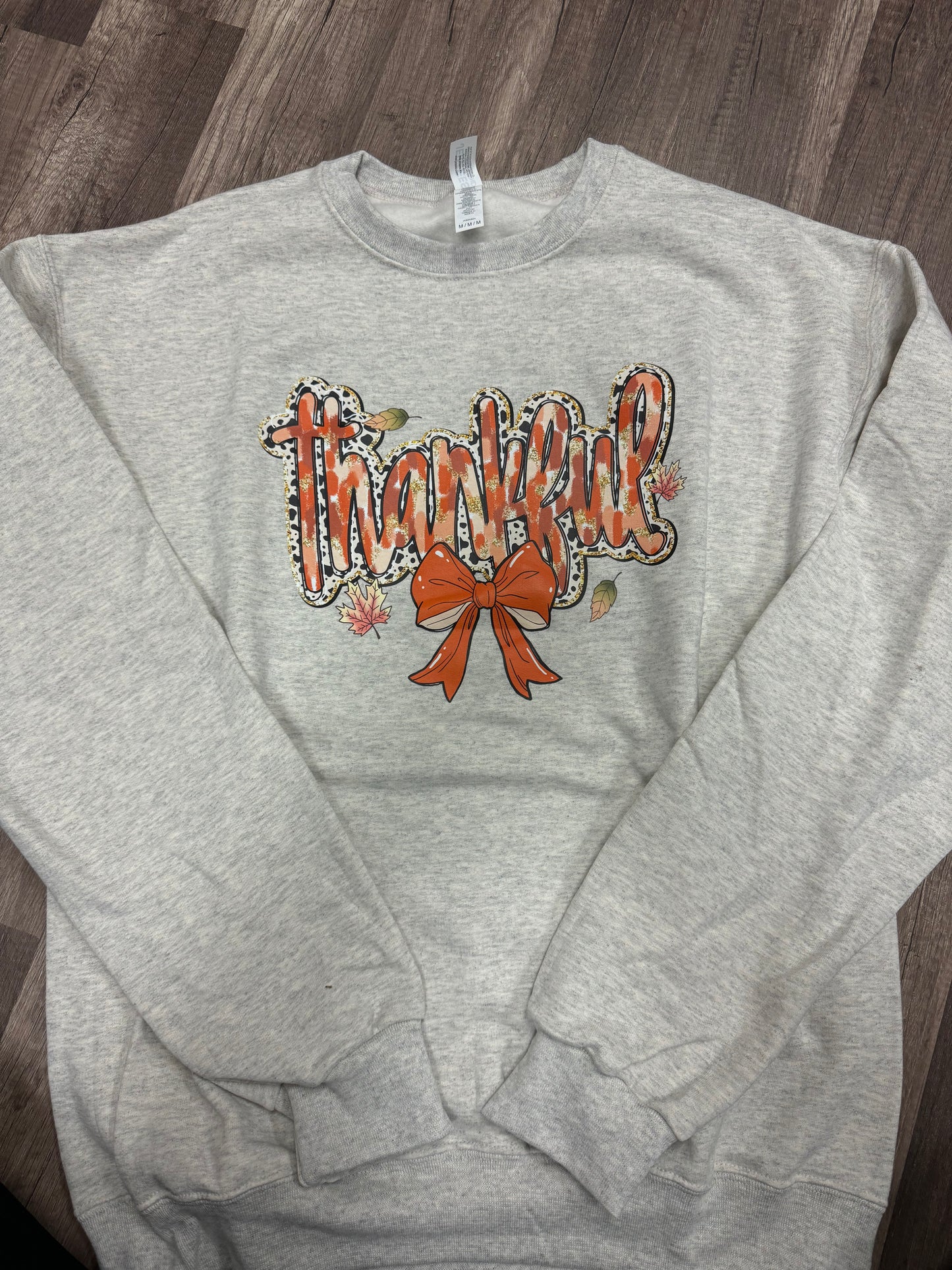 Thankful with orange bow sweatshirt