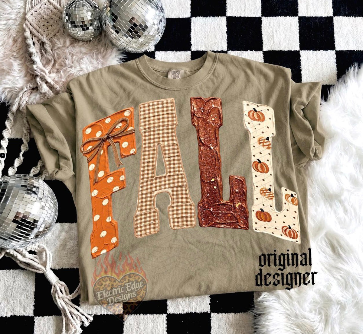 “FALL” Patterened on khaki  Tee FLASH SALE