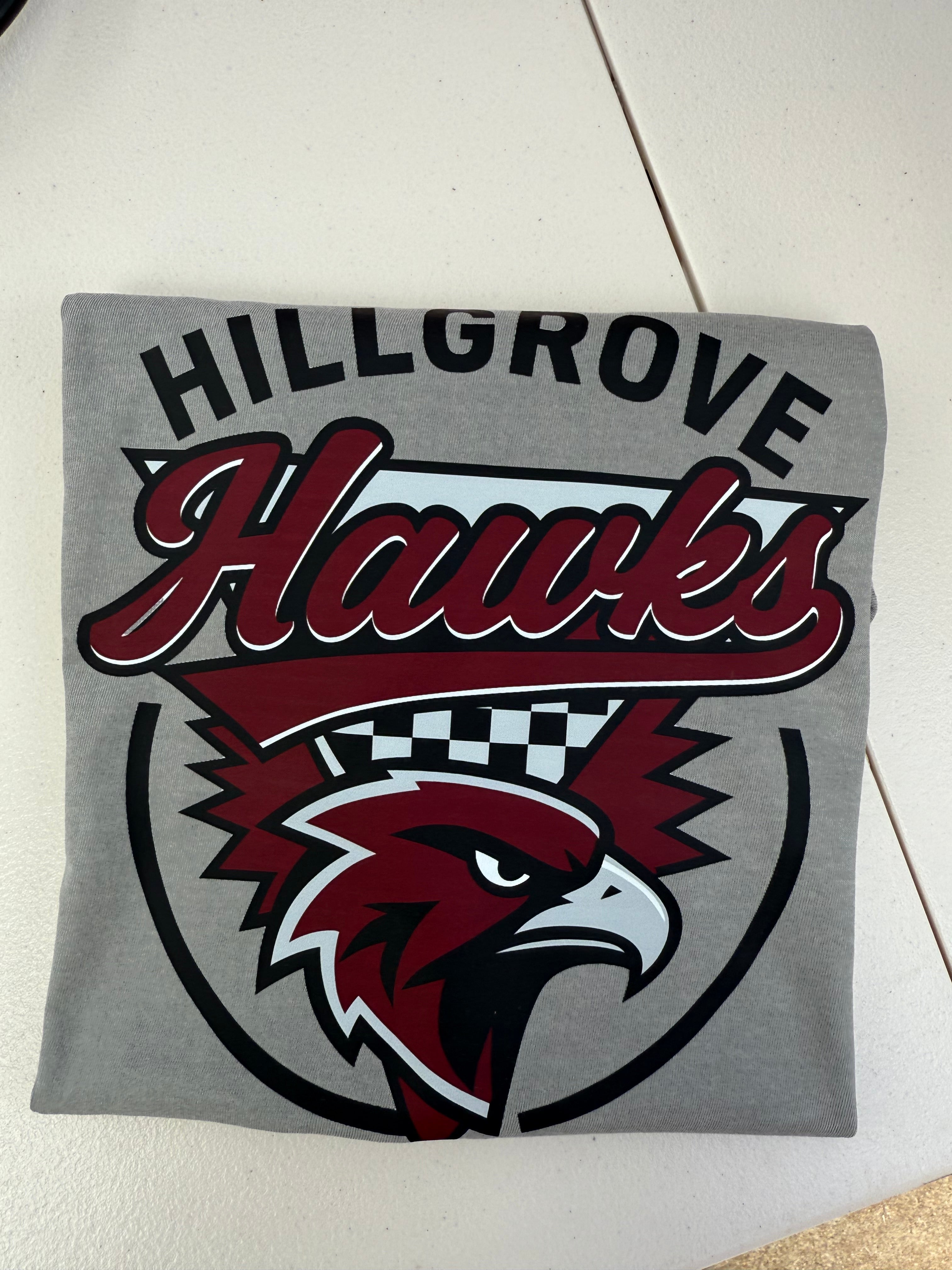 Hillgrove Hawks Checkered Circle Logo tee