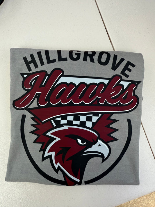 Hillgrove Hawks Checkered Circle Logo tee
