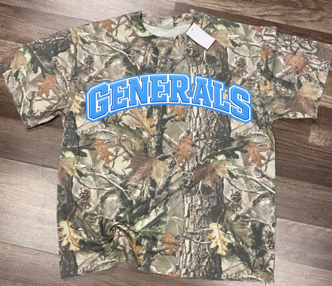 GENERALS varsity arch on camo tee