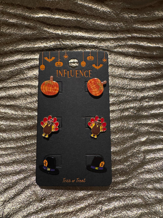 3 pack fall/halloween/thanksgiving studs