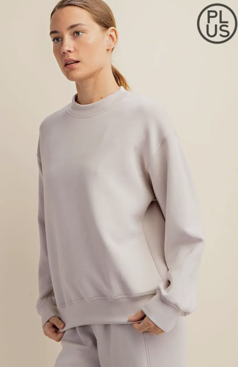 Modal Poly Span Scuba Mock Neck Pullover