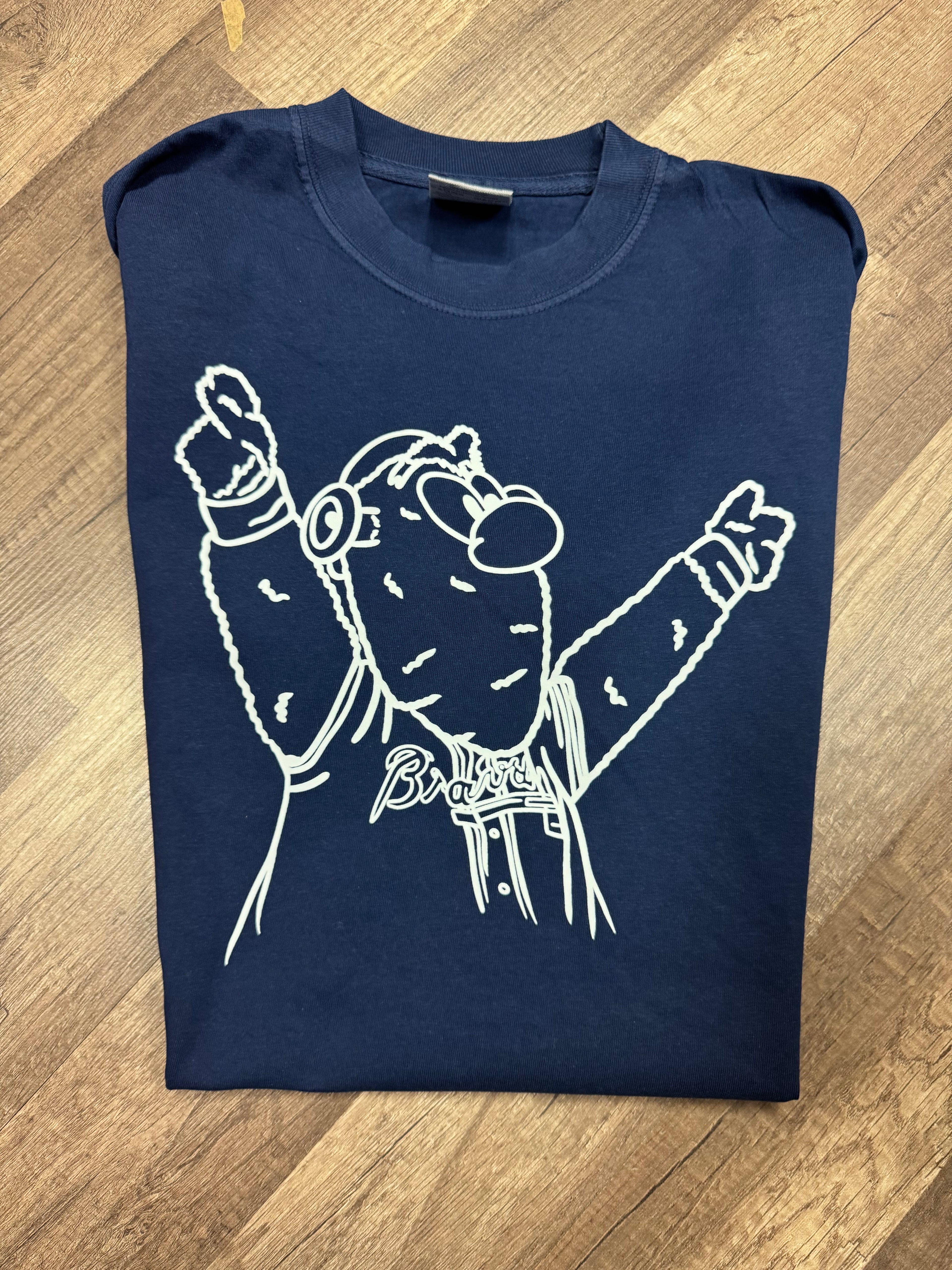 Blooper White Outline Navy Tee