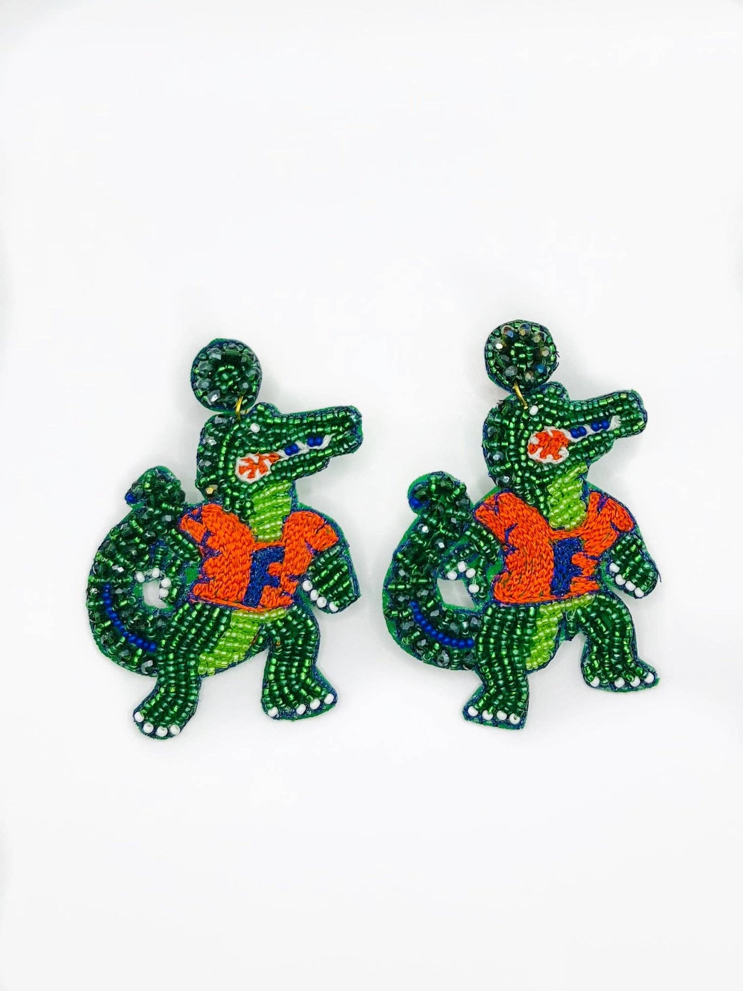 Florida Gator Beaded Alligator Earrings/ Game Day/ Tailgate