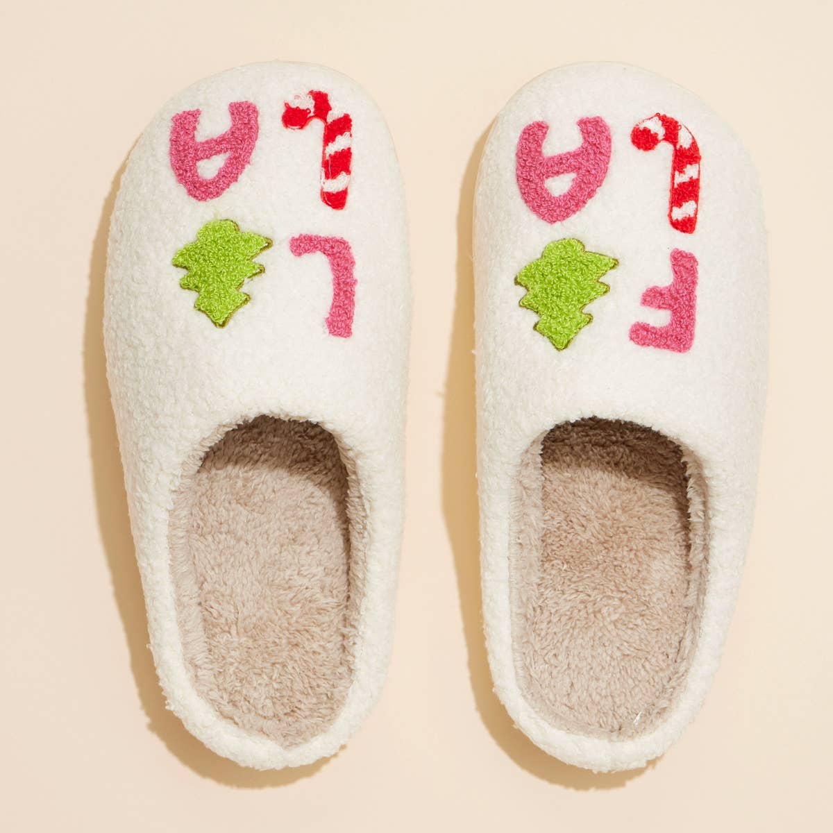 FALALALA Tree Fuzzy Home Slippers: Pink