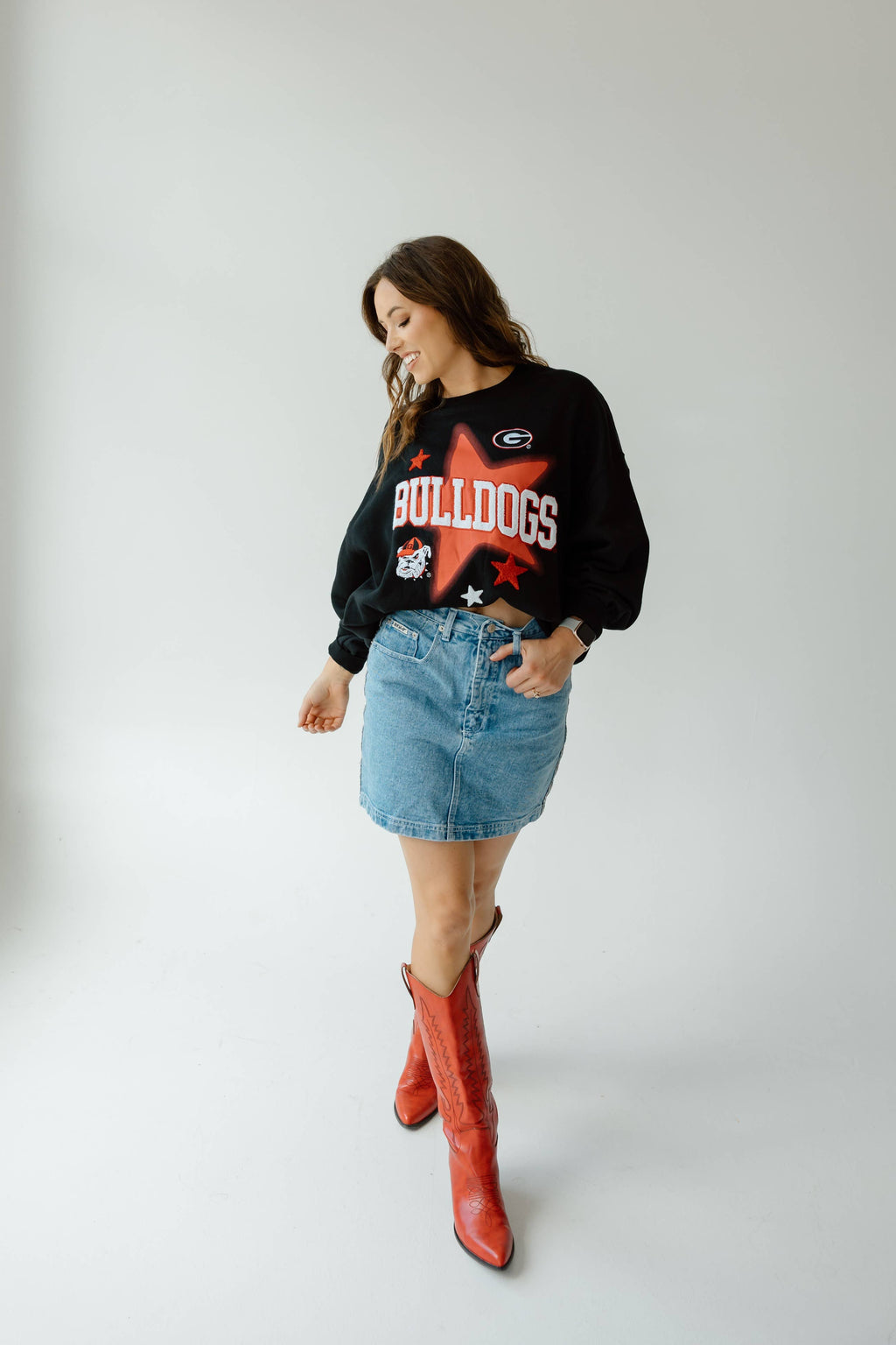 Georgia Aura Multimedia OS Fleece Crew: BLACK