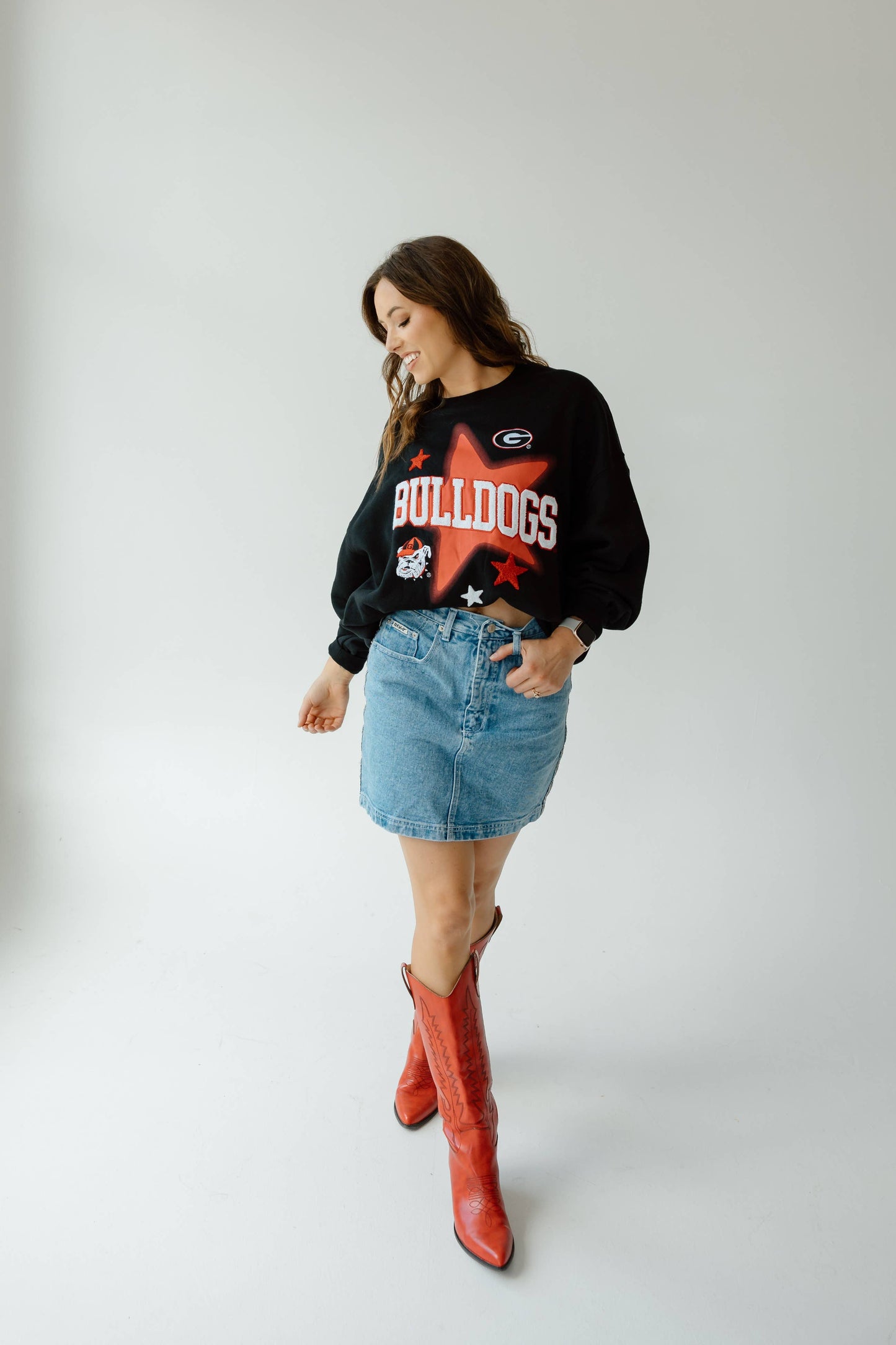 Georgia Aura Multimedia OS Fleece Crew: BLACK