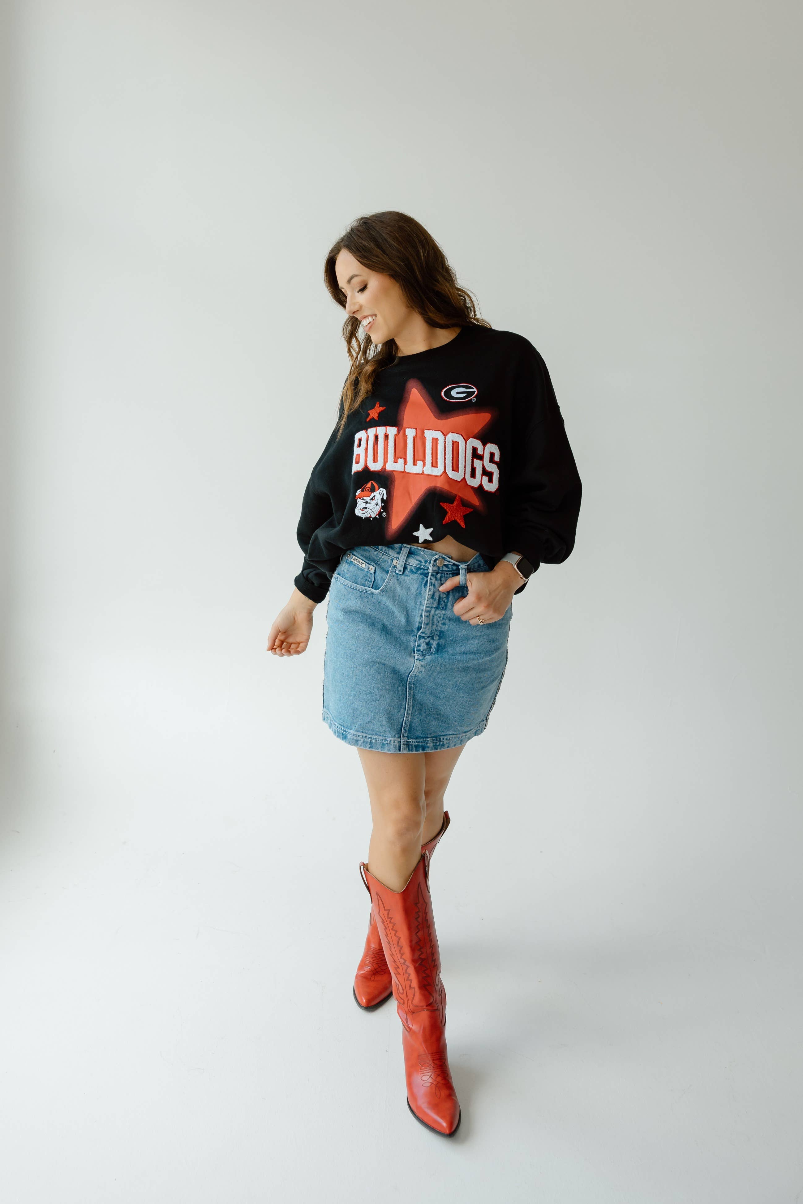 Georgia Aura Multimedia OS Fleece Crew: BLACK