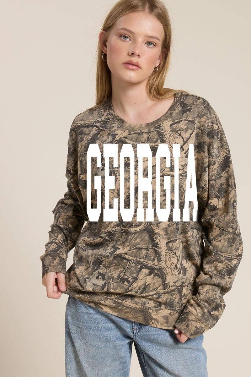 Georgia Graphic Camo Longsleeve Tee