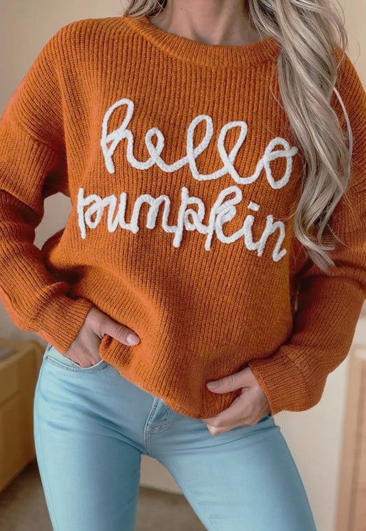 Hello Pumpkin Orange Sweater