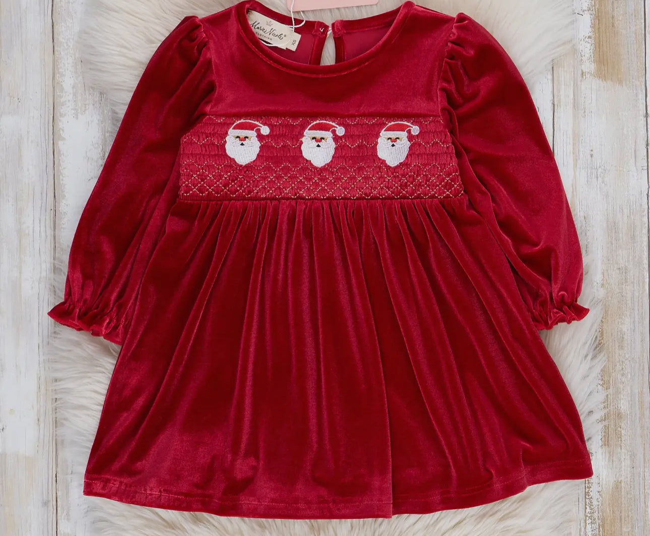 Youth Ruby Santa Smocked Velvet Dress