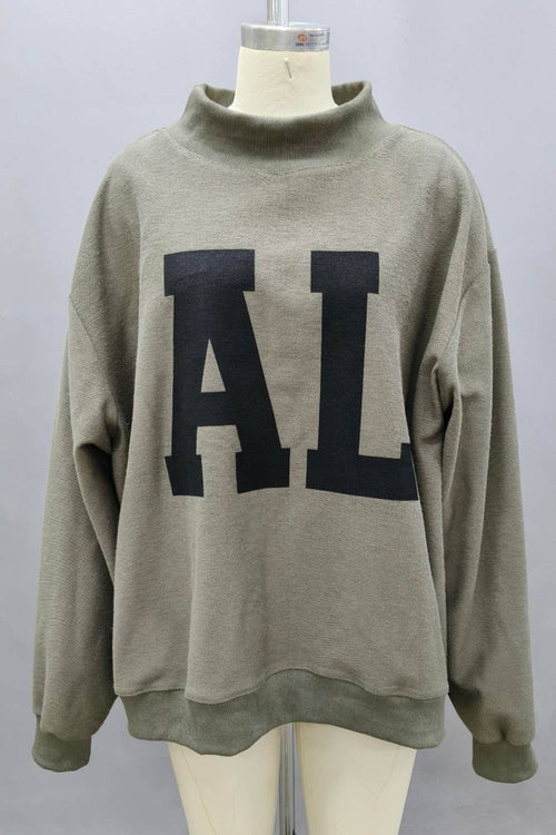 Alabama Floral Mock Neck Sweatshirt: OLIVE