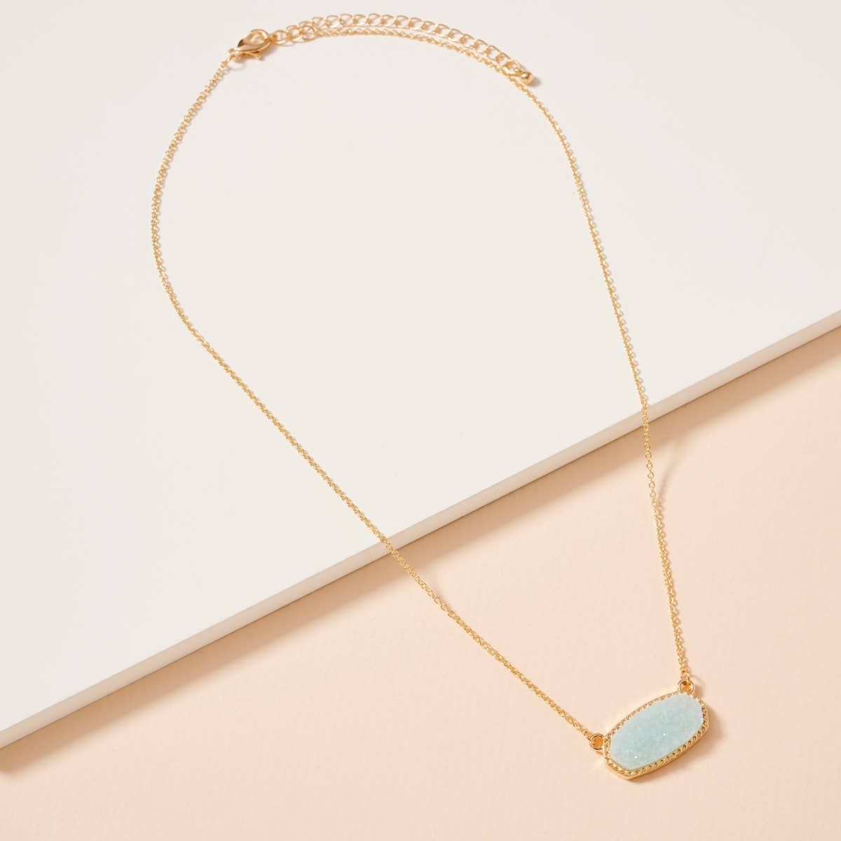 Druzy Stone Charm Short Necklace: Gold/Hematite / One / 4SN11008