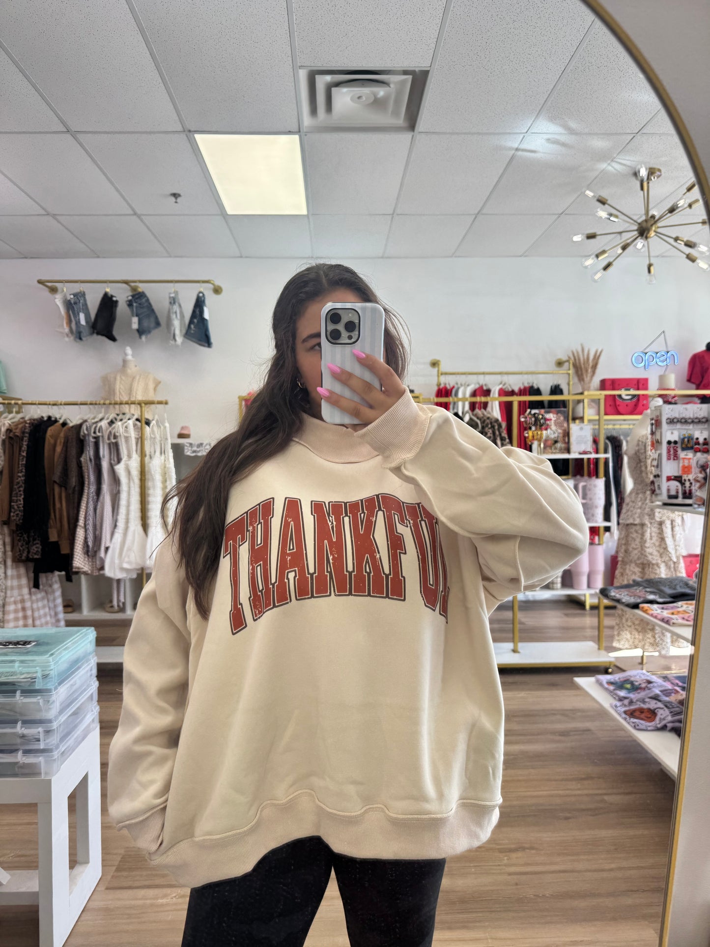 Thankful Cream Oversized Mockneck Sweater