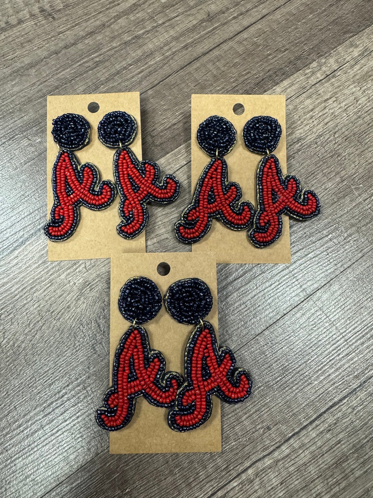 Atlanta Baseball Logo Beaded Earrings
