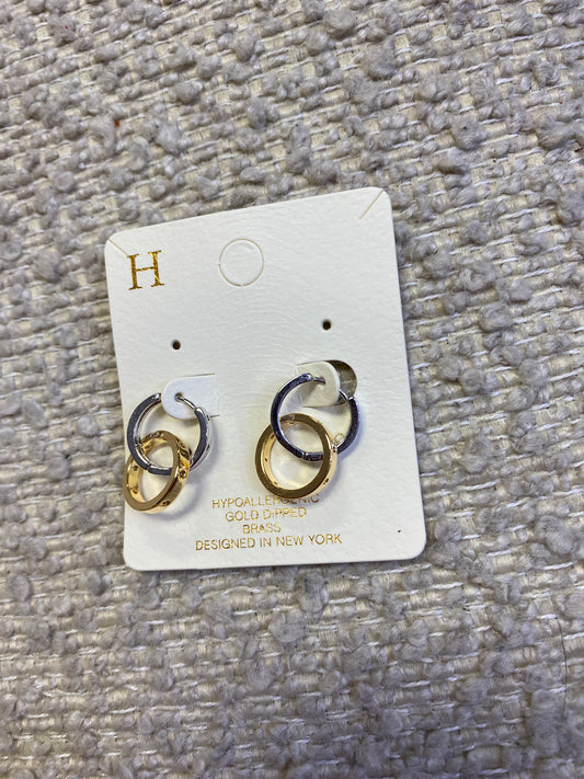 Two toned mini hoops