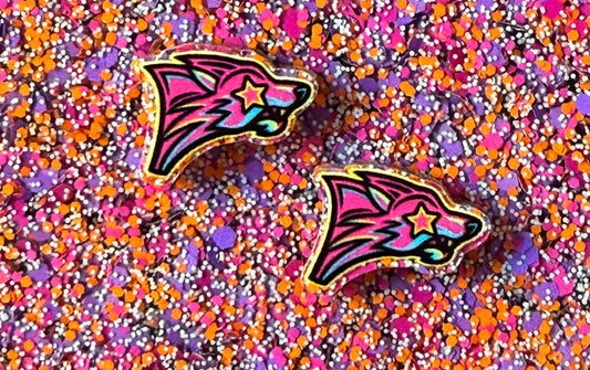 Pink Colorful Wolfpack Studs