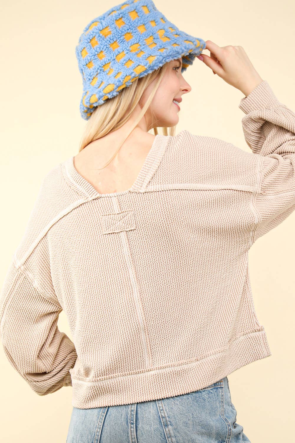 DOORBUSTER Two Tone Otto Ribbed Oversized Soft Comfy knit Top: OATMEAL