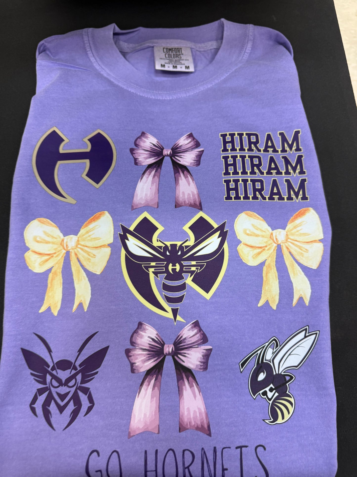 Hiram Hornets Bow Collage on Purple