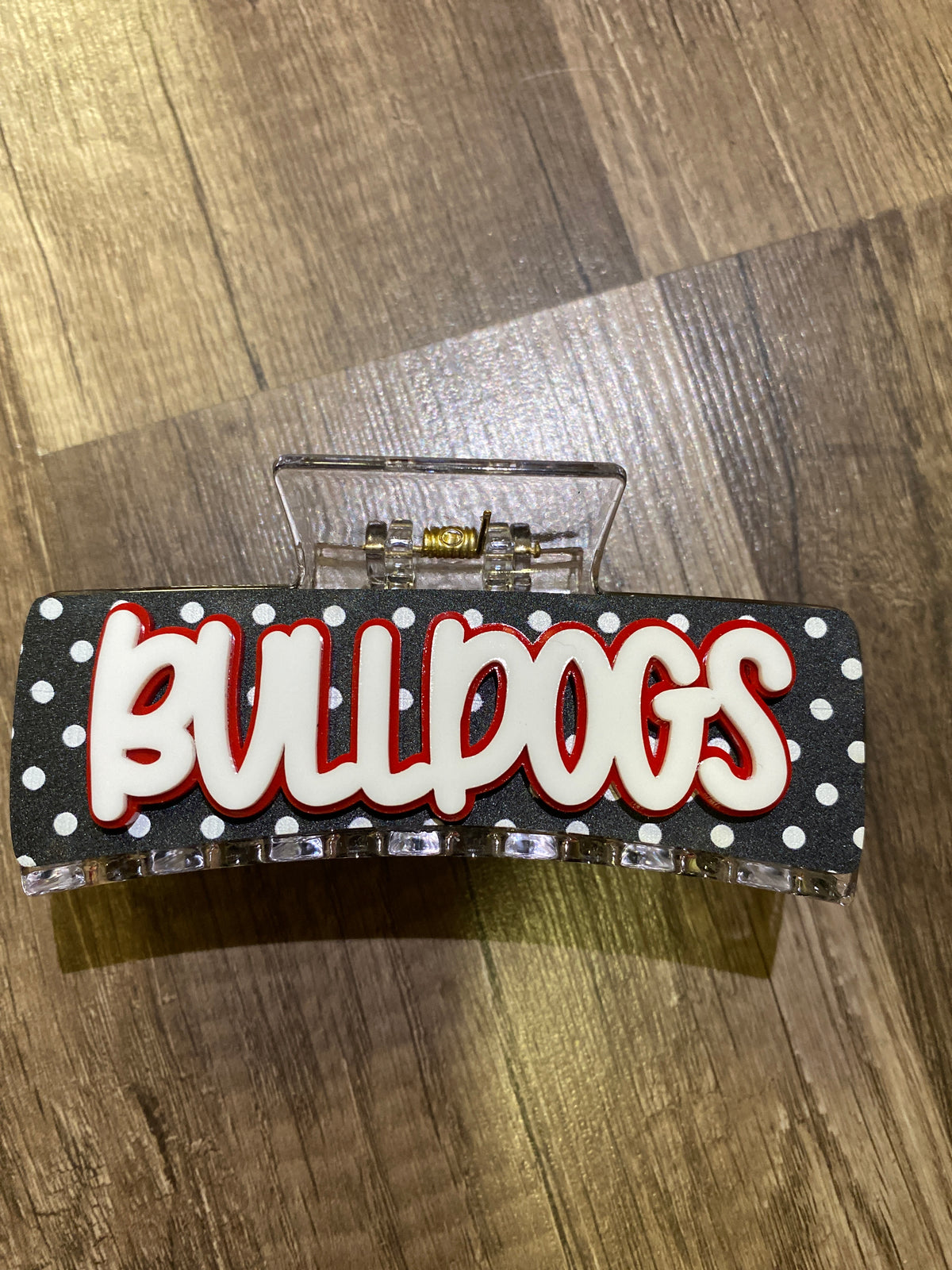 Georgia Bulldogs Black & White Polka Dot Big Hair Clip