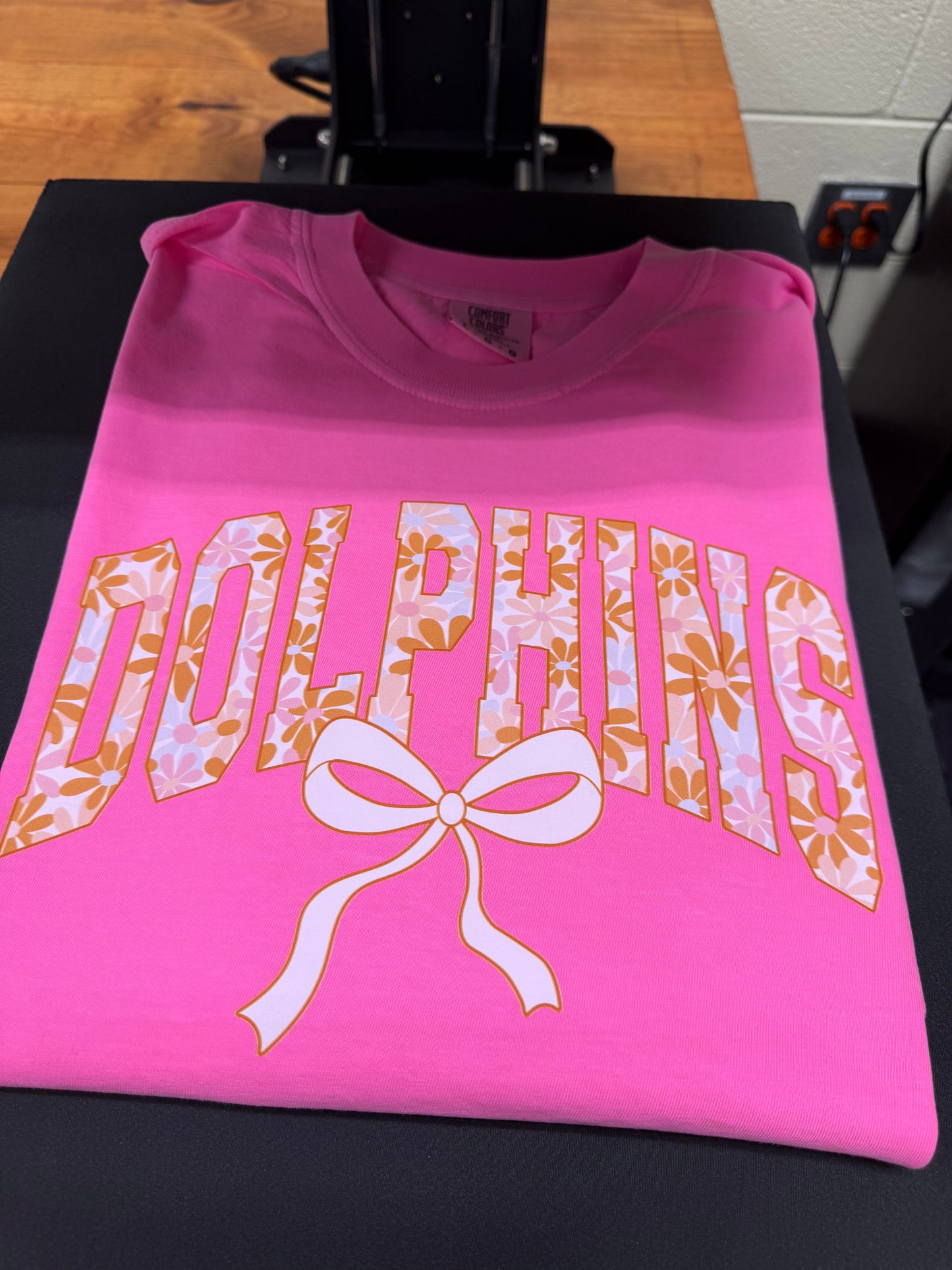 Nebo Dolphins Orange and Pink Floral with Bow