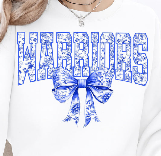 Warriors blue floral bow