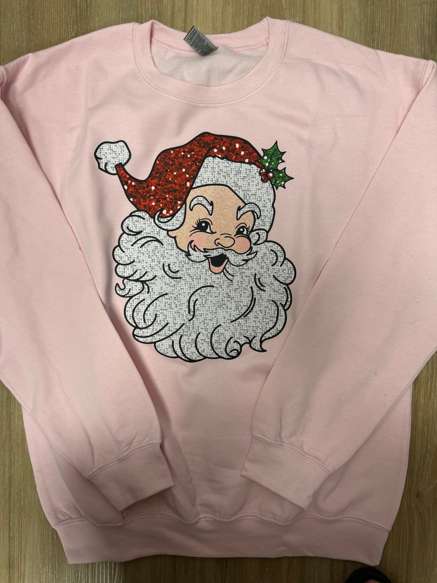 Faux Glitter Santa Sweatshirt