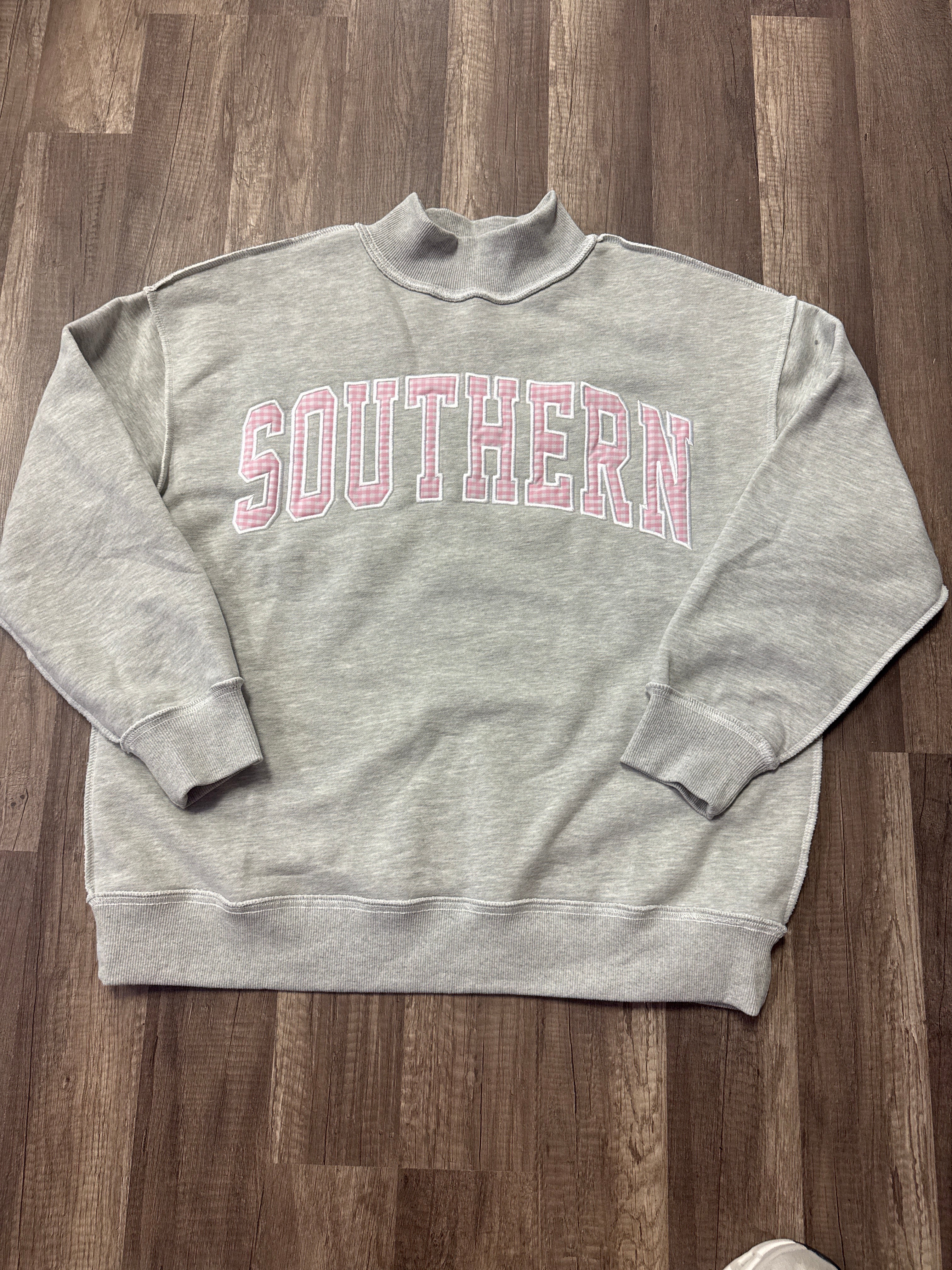 Southern Light Pink Gingham Mockneck