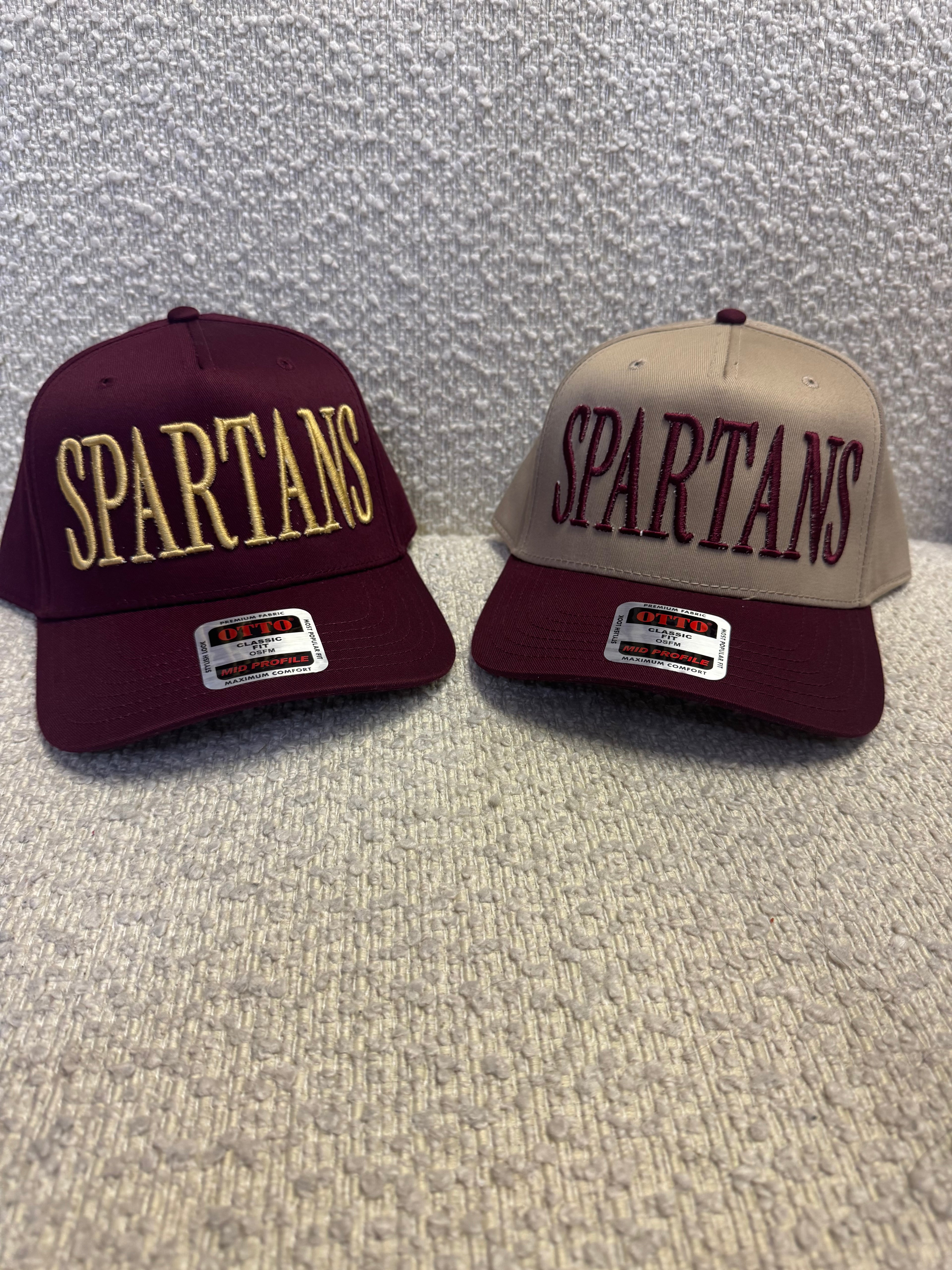 RAISED 3D EMBROIDERY VARSITY MASCOT SCHOOL NAME OTTO HATS