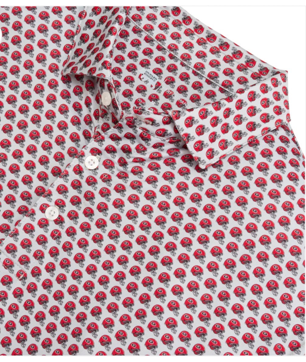 UGA Helmet Printed Performance Polos - Grey