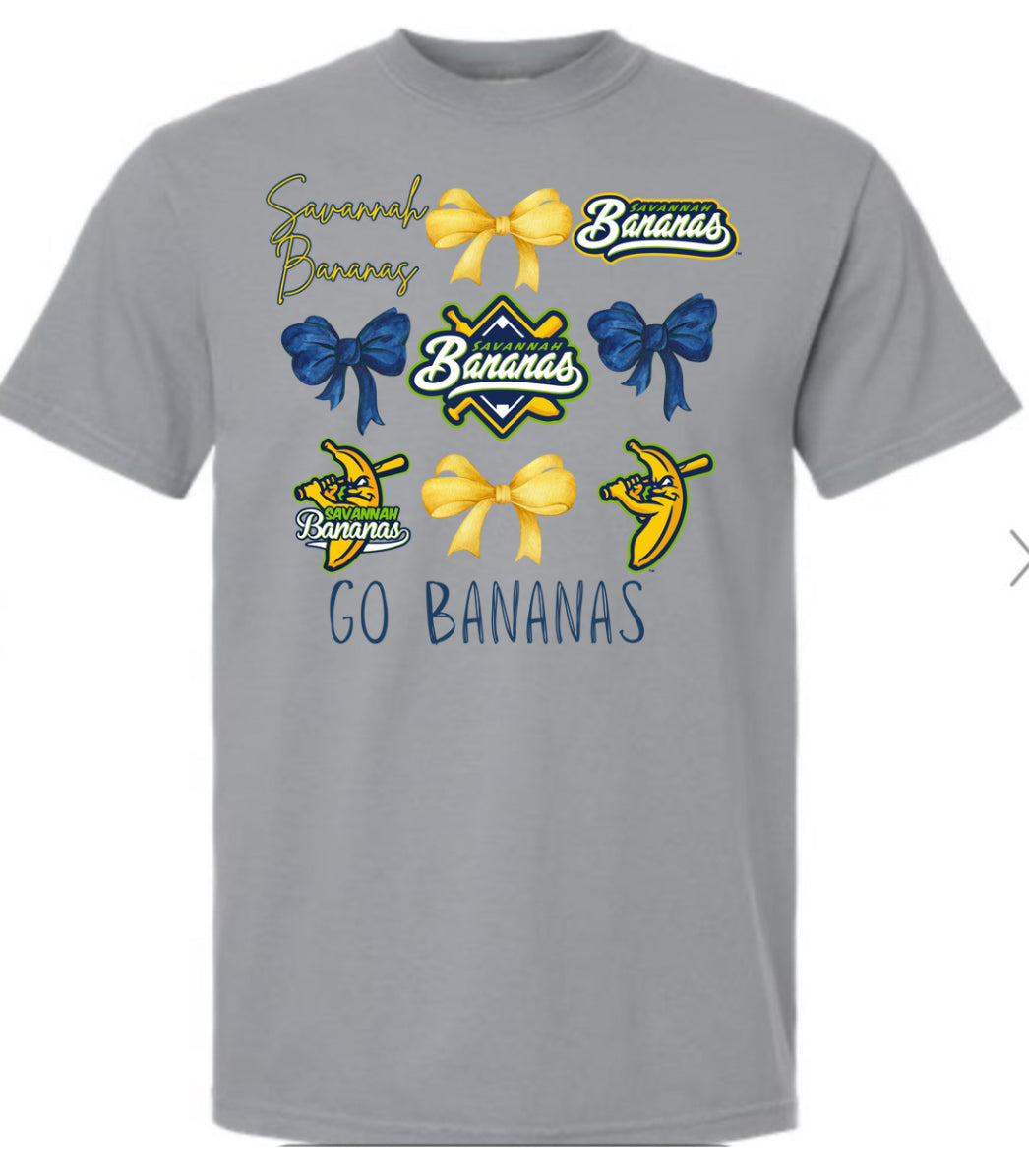 Savannah Bananas Bow Collage Grey Tee