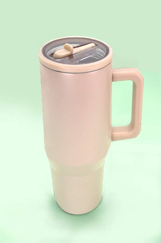 40oz SPILL FREE STAINLESS STEEL VACUUM TUMBLER - TAN