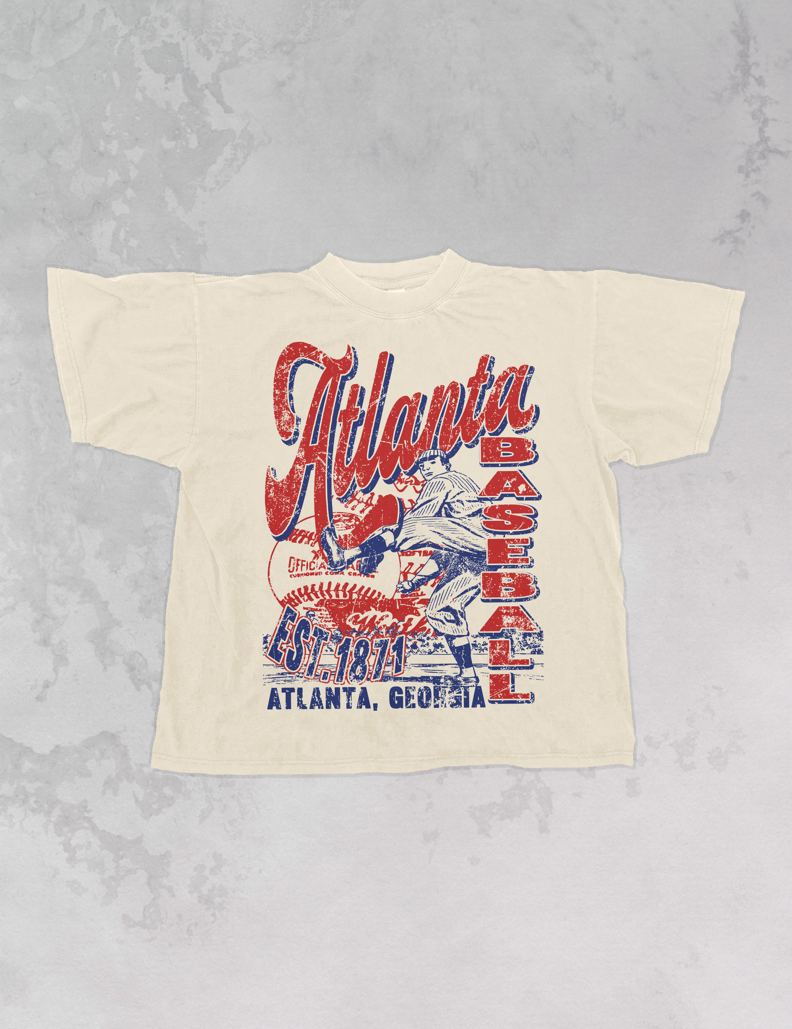 Vintage 90s Atlanta Baseball Oversized TShirt: Ivory