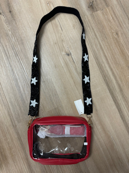 Black/White Beaded Strap Clear Bag