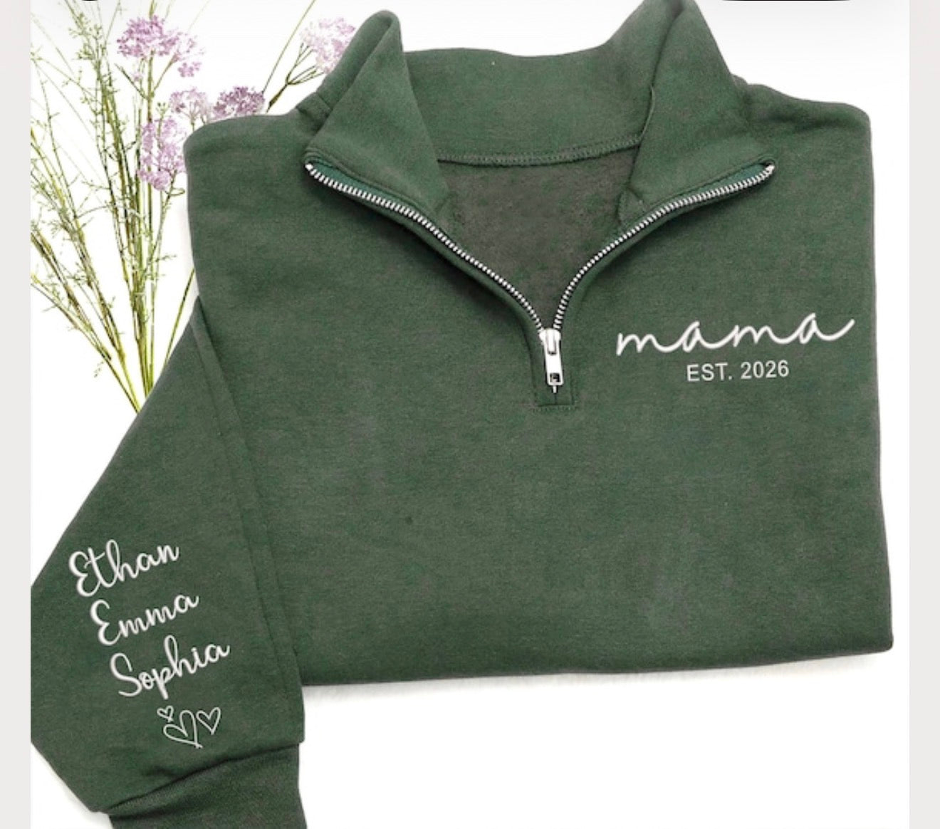 QUARTER ZIPS - mama with names embroidered