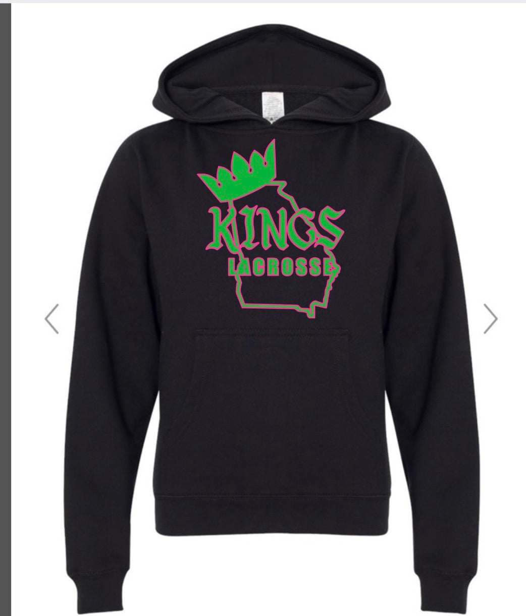 Kings Lacrosse State Outline Black GILDAN HEAVY BLEND HOODIE