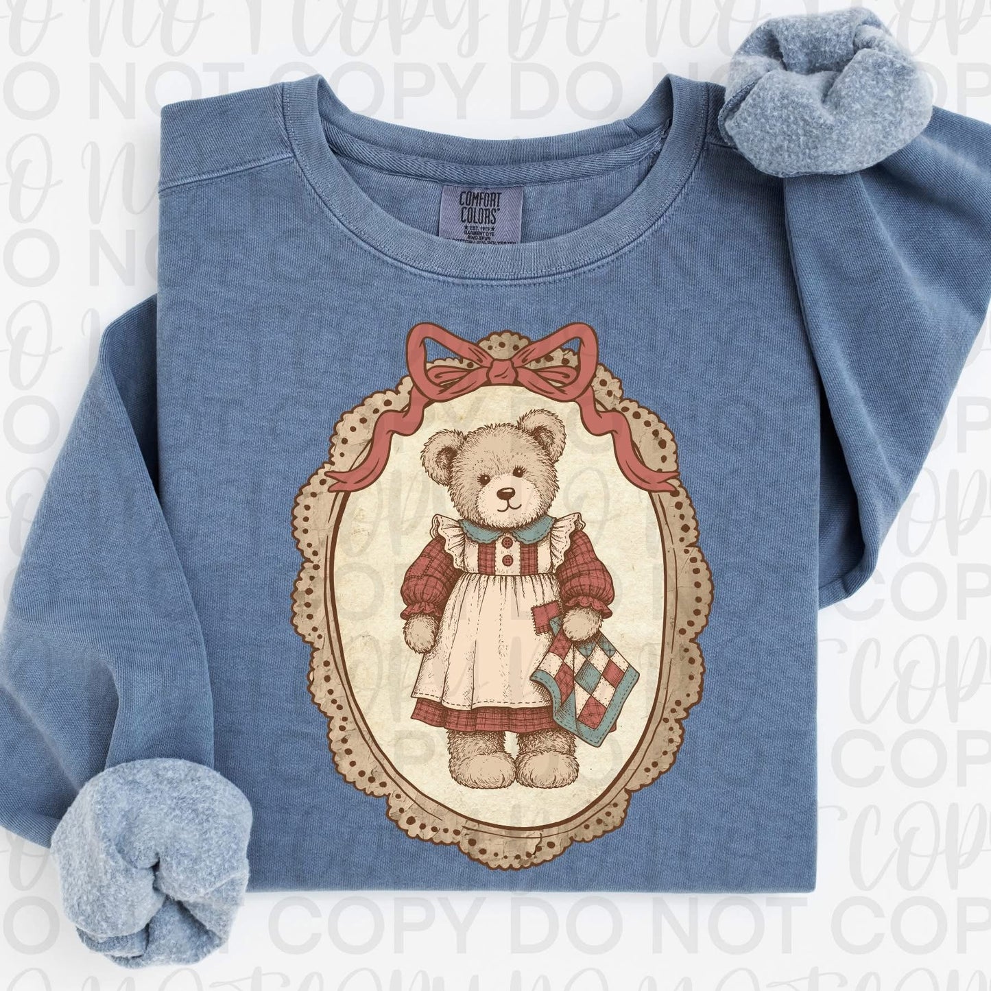 TSHIRT BAR- bear vintage oval on blue jean