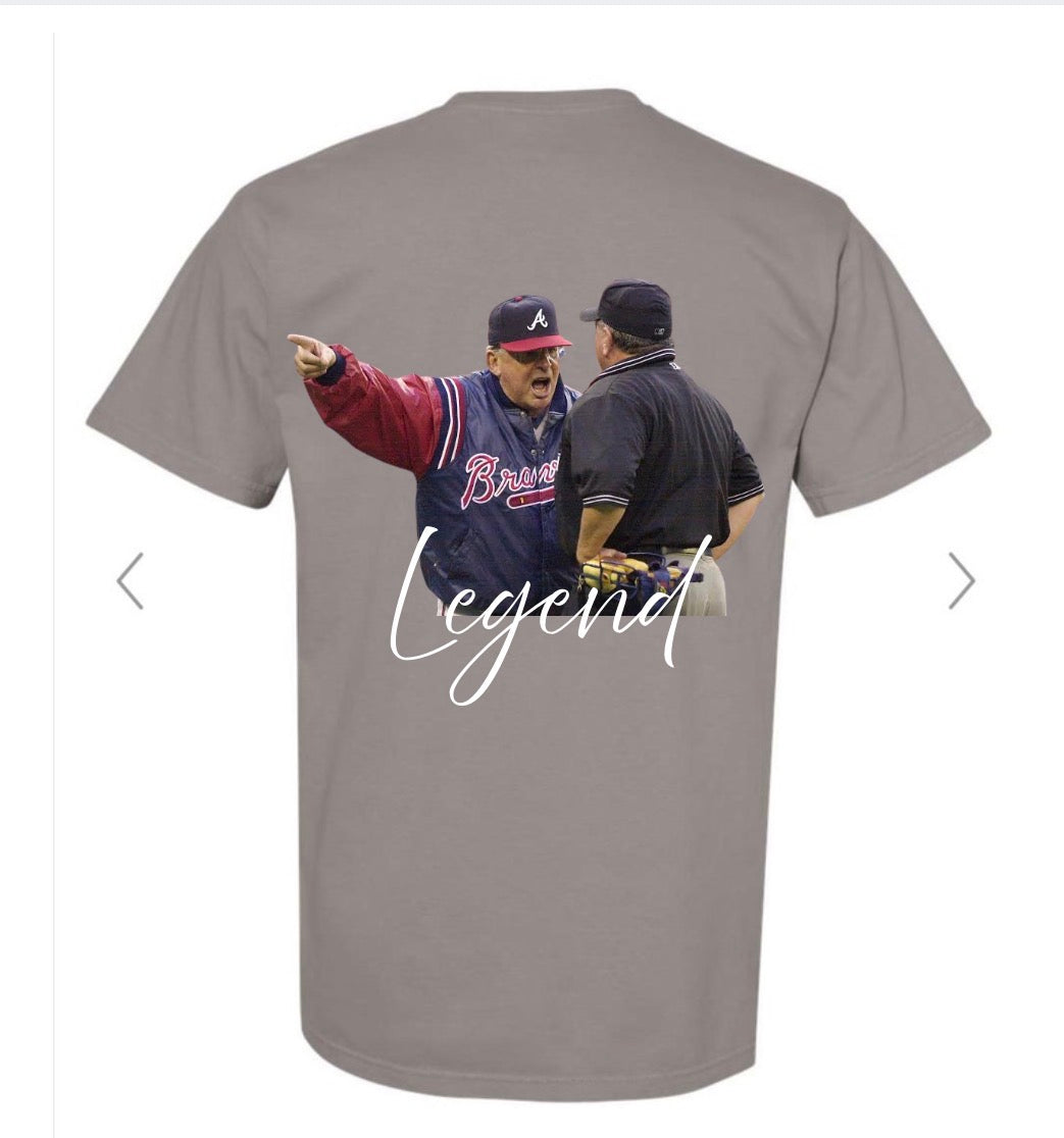 Bobby Cox legend on grey