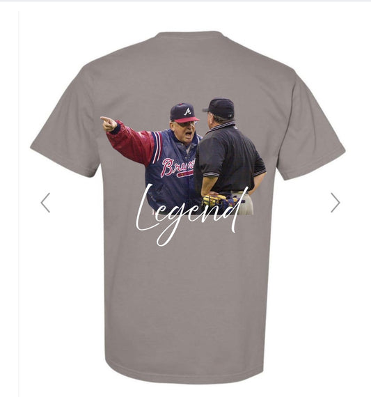 Bobby Cox legend on grey