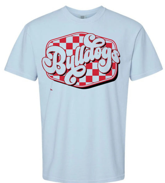 Bulldogs checkered cursive design