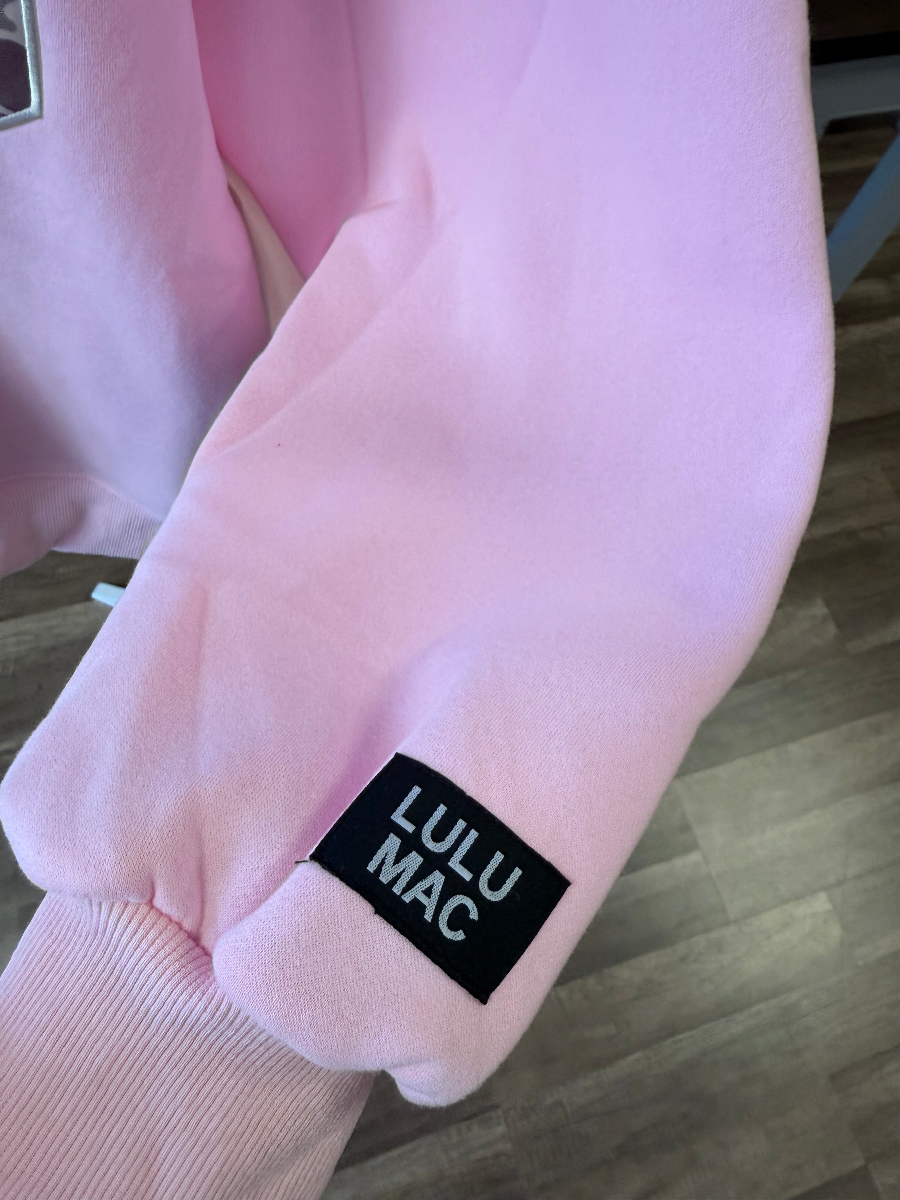 LULU MAC CAMO XOXO PINK EMBROIDERED SWEATSHIRT
