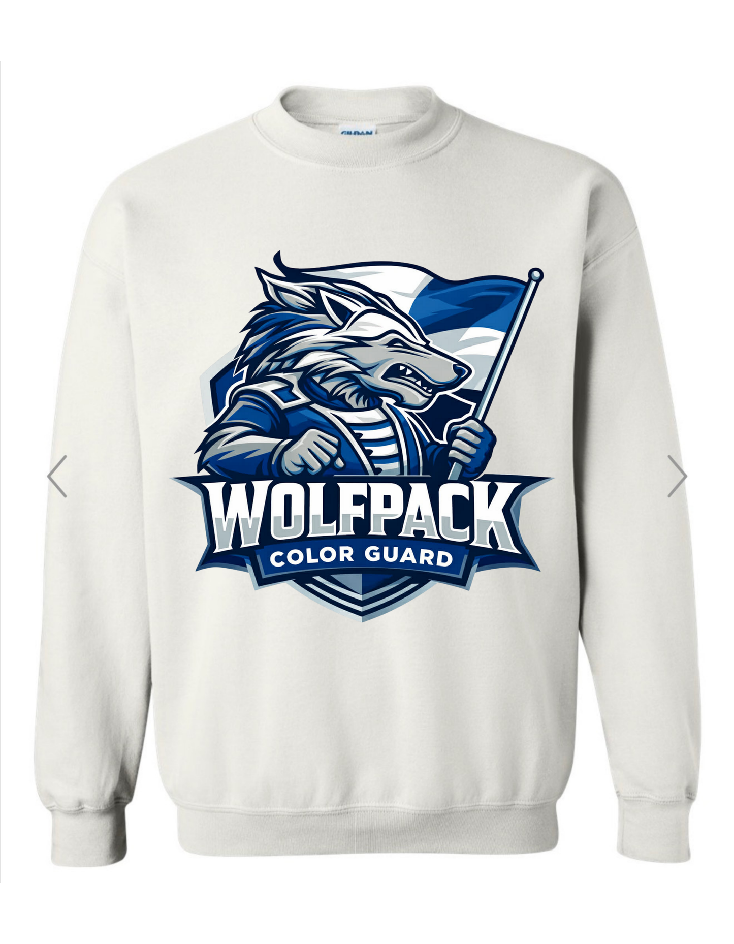 Wolfpack Colorguard Mascot in Uniform on White