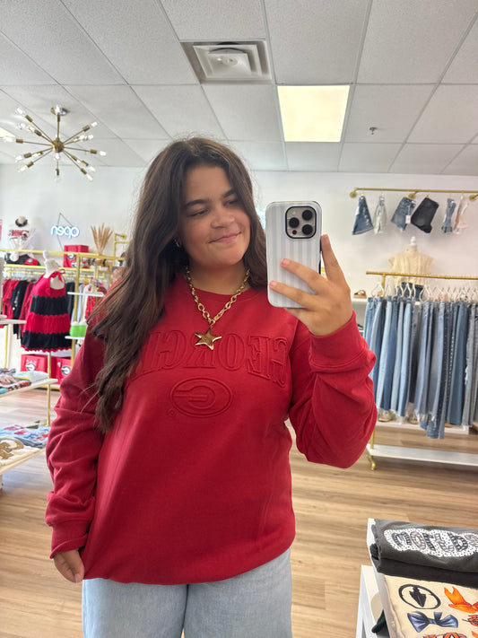 Georgia College Lines Embossed Sweatshirt