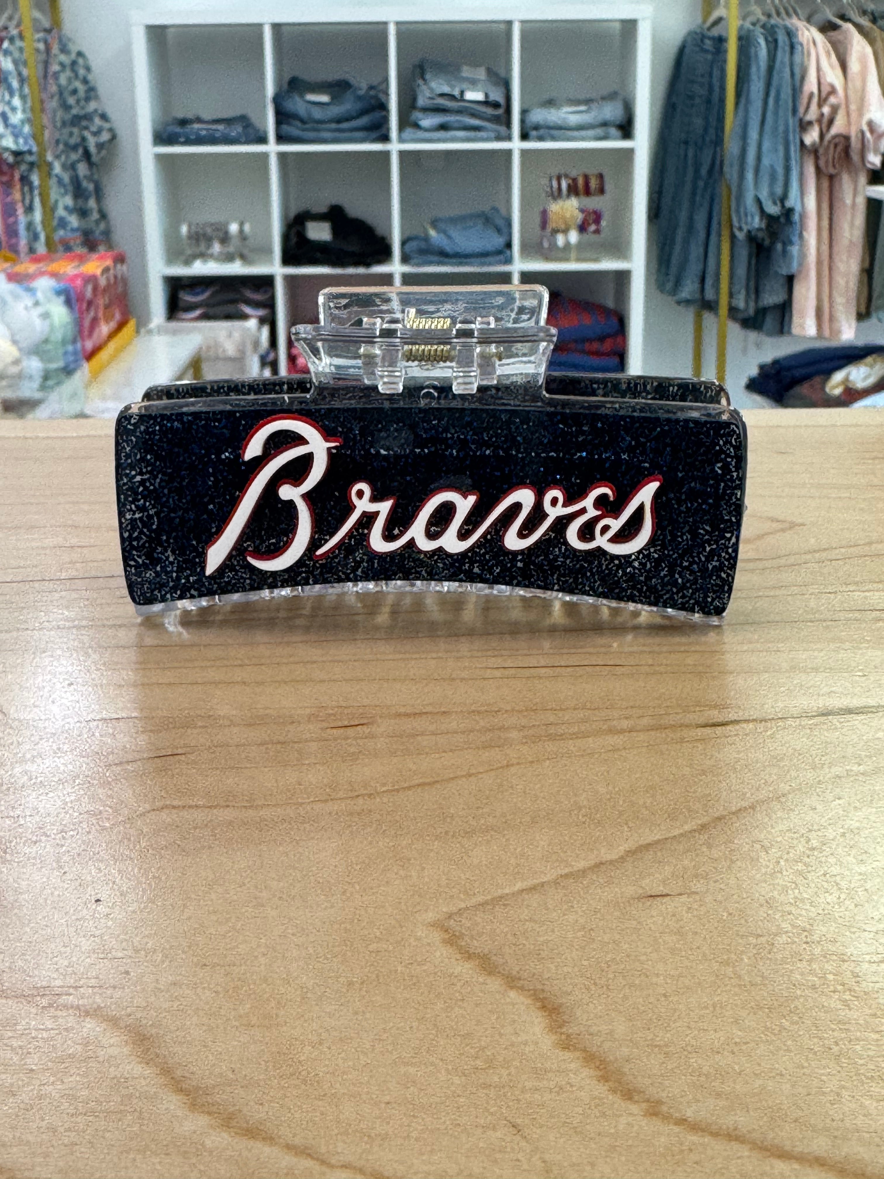 Braves Large Glitter Hair Clip