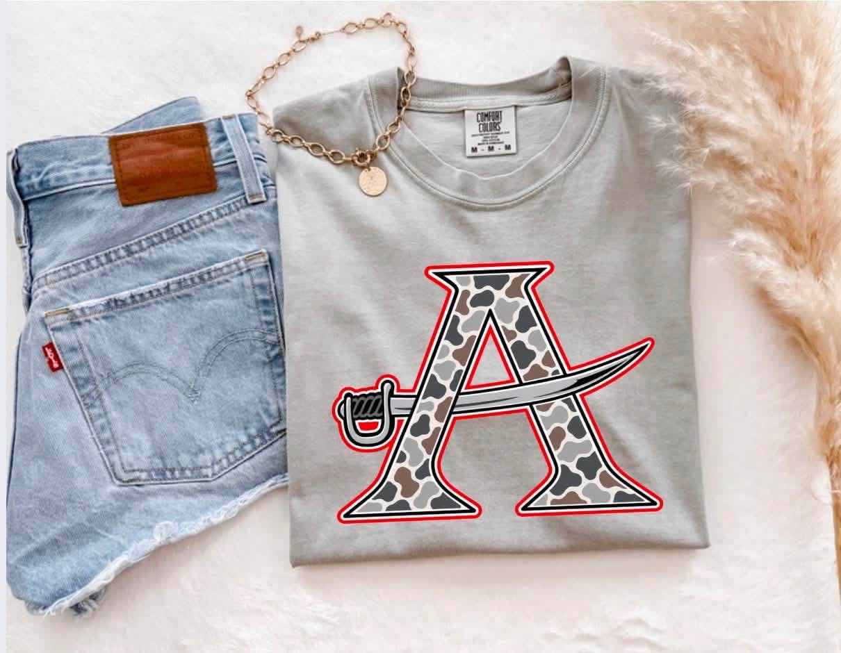 Retro Camo Allatoona “A” Grey Tee