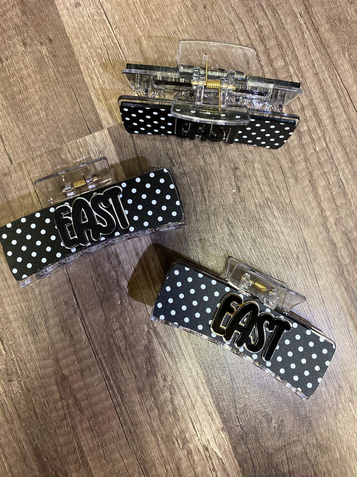 East Black & White Polka Dot Big Hair Clip