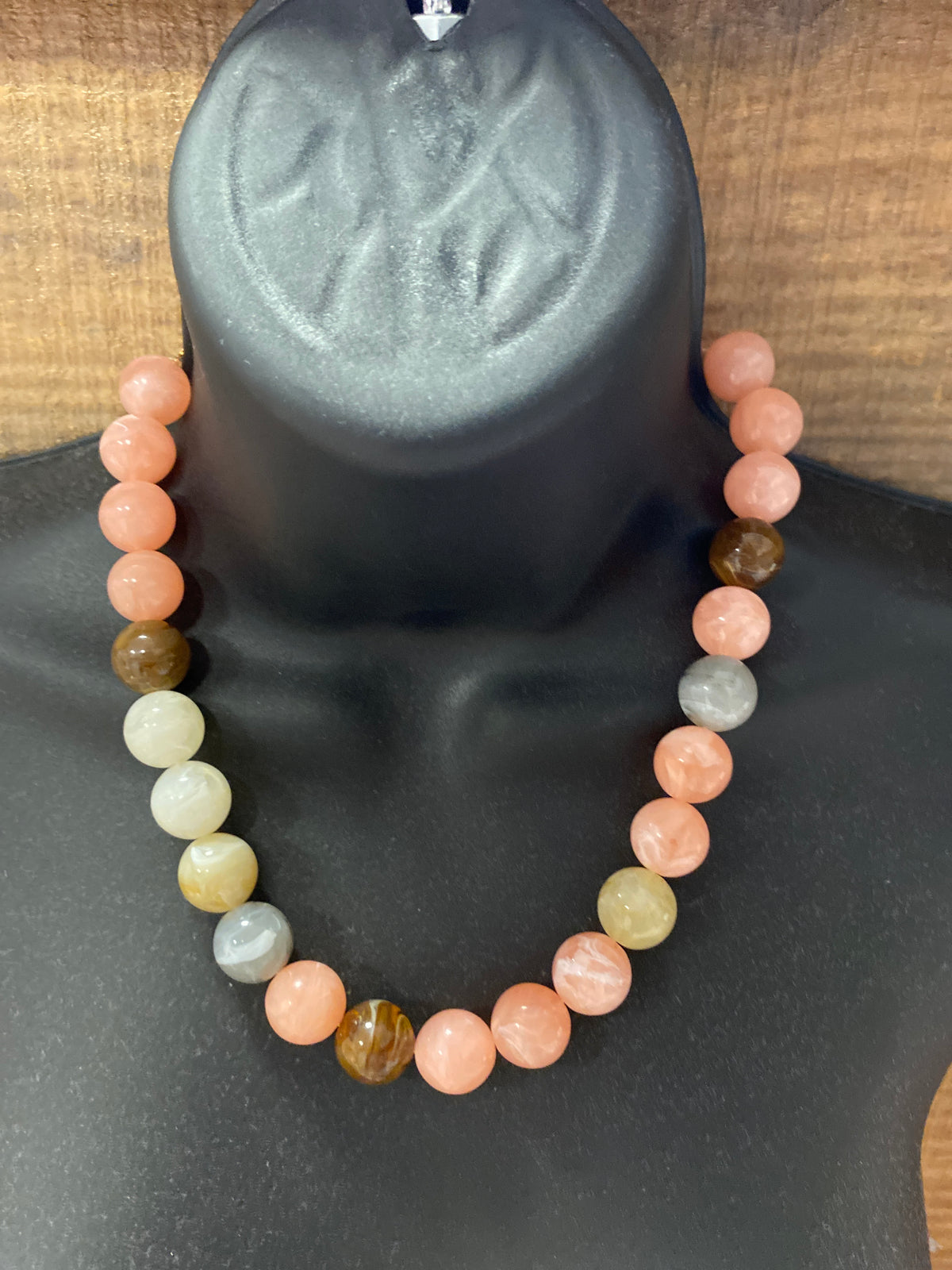 Pink colorful beaded necklace