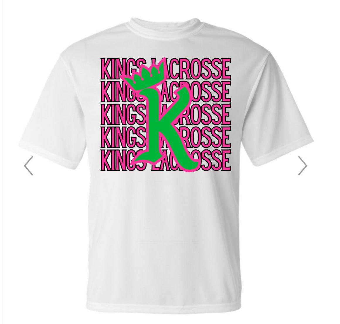 Kings Lacrosse Stacked Logo White Comfort Color Tee