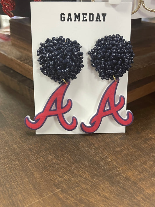 Atlanta Braves A navy beaded earrings